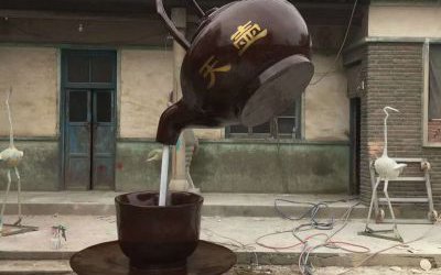 戶(hù)外景區(qū)大型玻璃鋼仿銅天壺雕塑