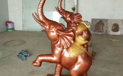 庭院玻璃鋼仿銅鎮(zhèn)宅招財大象雕塑