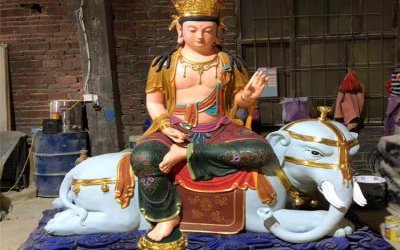 樹(shù)脂彩繪寺廟菩薩文殊普賢雕塑