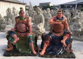 玻璃鋼彩繪寺廟供奉佛像哼哈二將雕塑