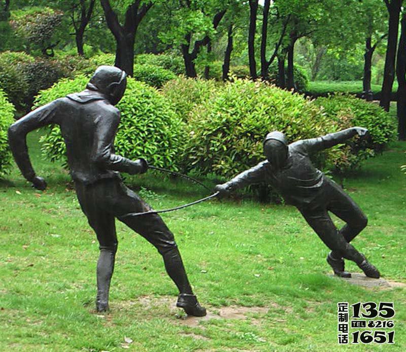 學(xué)院操場擊劍運(yùn)動(dòng)員玻璃鋼玻璃鋼仿銅人物雕塑