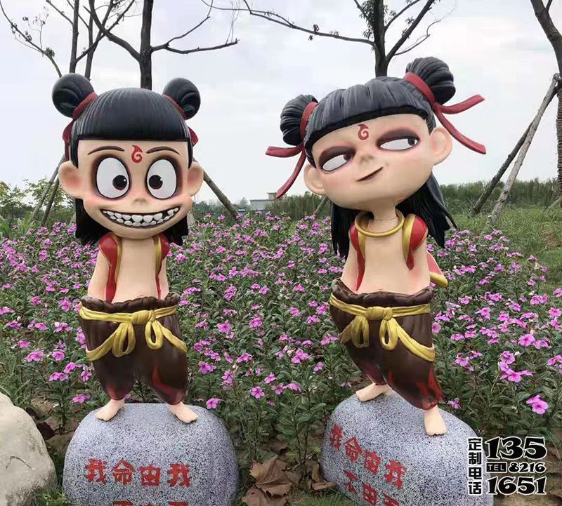 公園廣場(chǎng)玻璃鋼彩繪哪吒卡通動(dòng)漫人物雕塑 公園廣場(chǎng)玻璃鋼彩繪哪吒卡通動(dòng)漫人物雕塑