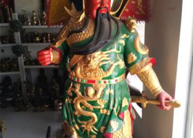 玻璃鋼彩繪大型供奉佛像關公雕塑