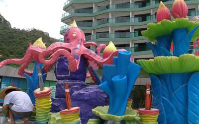 兒童游樂場玻璃鋼卡通章魚景觀主題雕塑