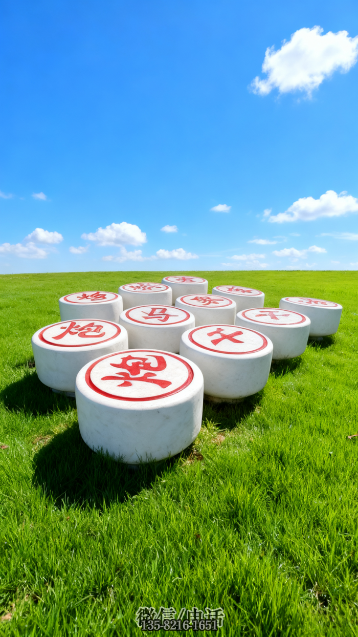 下棋雕塑實拍圖