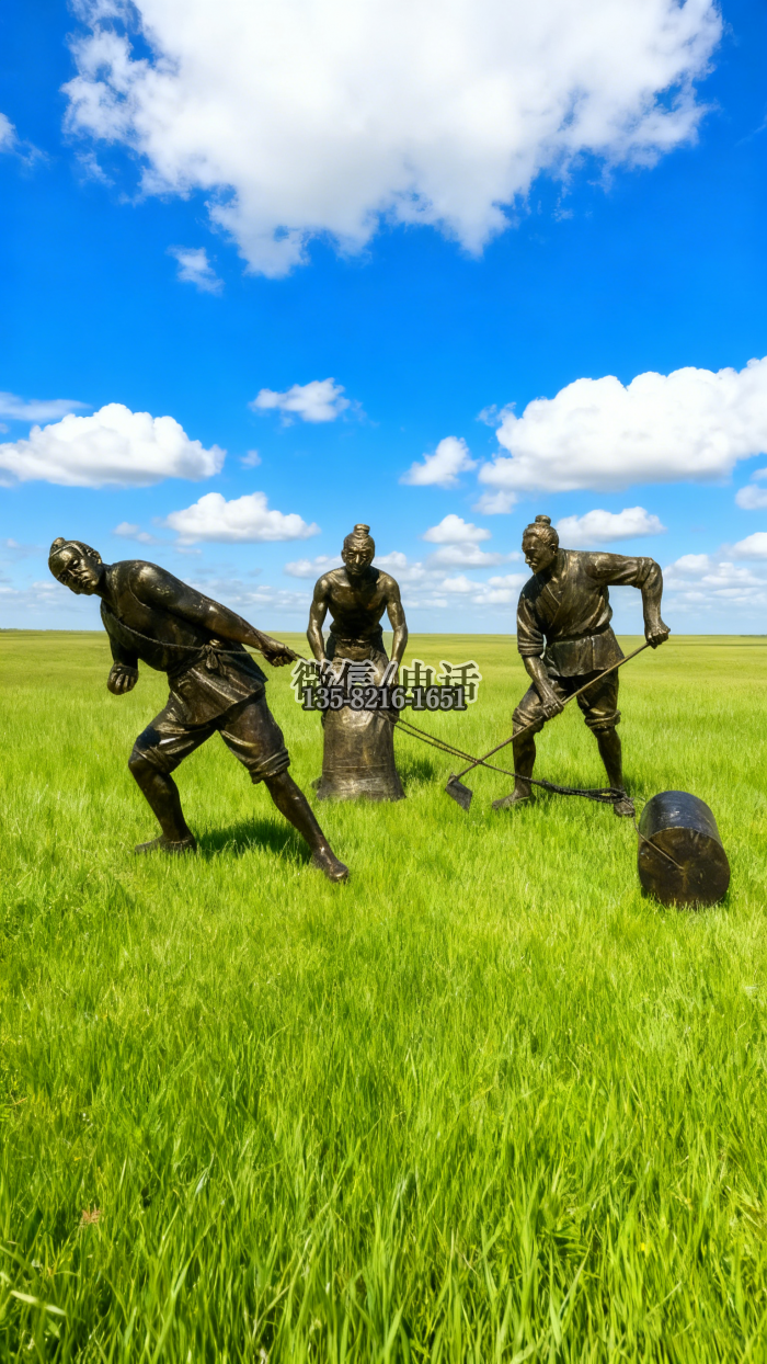 農耕人物雕塑實拍圖